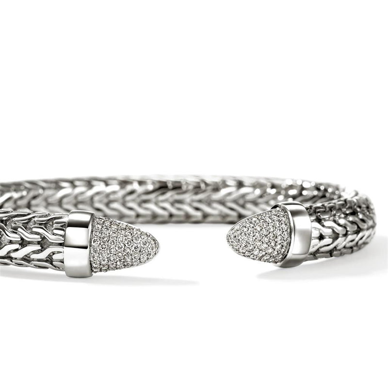 John Hardy Sterling Silver Spear 50 Plex Diamond Cuff Bracelet