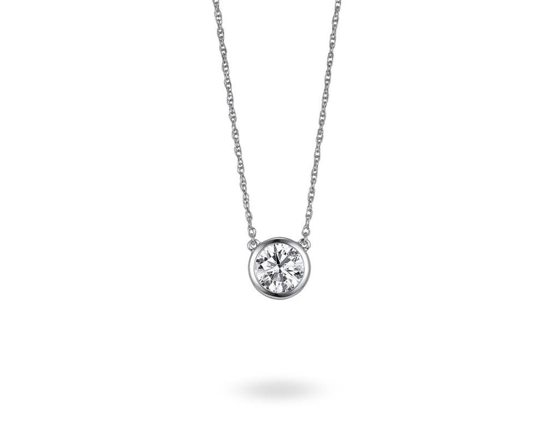 Davis Classics 14k White Gold Diamond by the Yard Solitaire Pendant Necklace