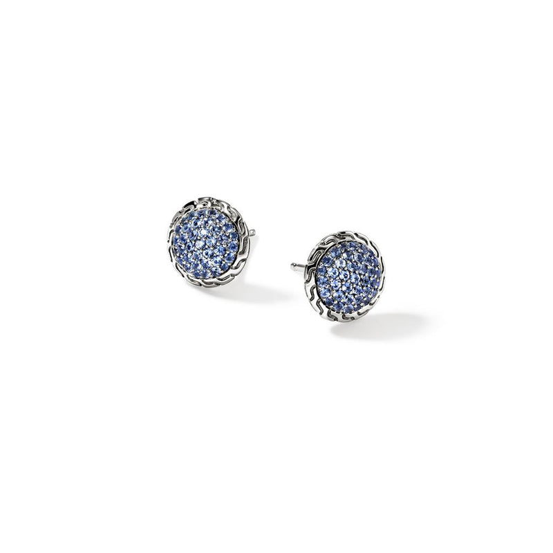 John Hardy Sterling Silver Essential Pavé Sapphire Stud Earring