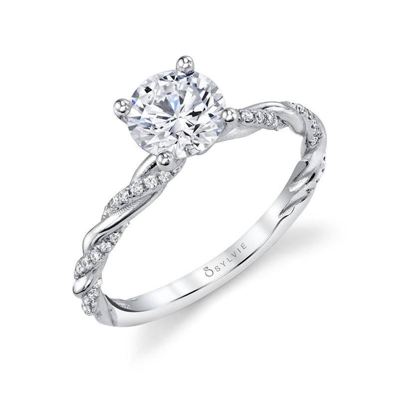 Sylvie 14k White Gold Twist Design Engagement Ring Setting