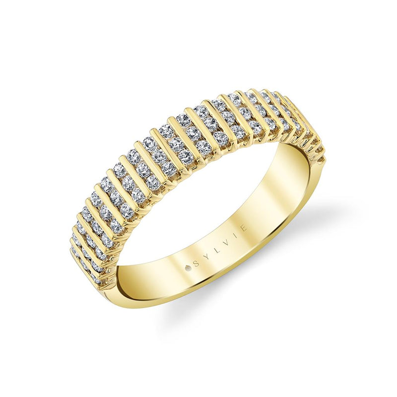 Sylvie Women's 14k Yellow Gold Bar-Set Diamond Band