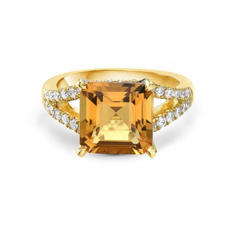 Charles Krypell 18k Yellow Gold Pastel Citrine and Diamond Fashion Ring