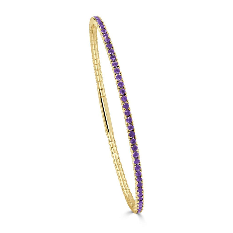 Davis Classics 14k Yellow Gold Flexible Amethyst Eternity Bangle Bracelet