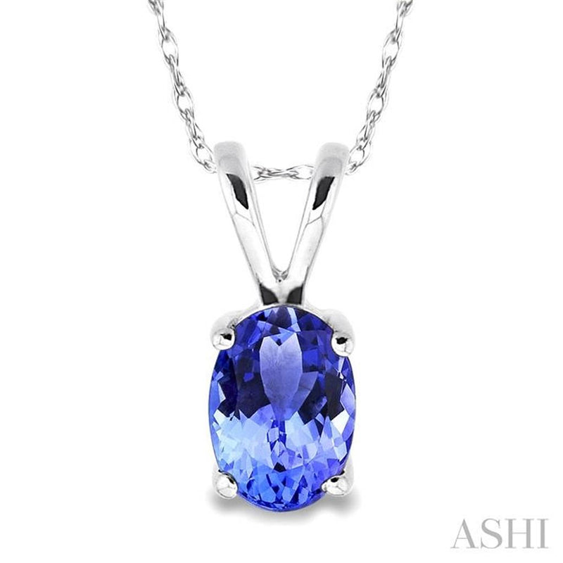 Davis Classics 14k White Gold Tanzanite Solitaire Pendant Necklace