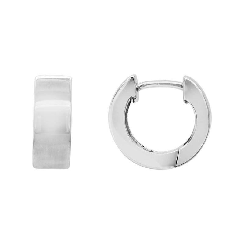 Davis Classics Sterling Silver Rhodium-Plated Square-Edged Hoop Earrings