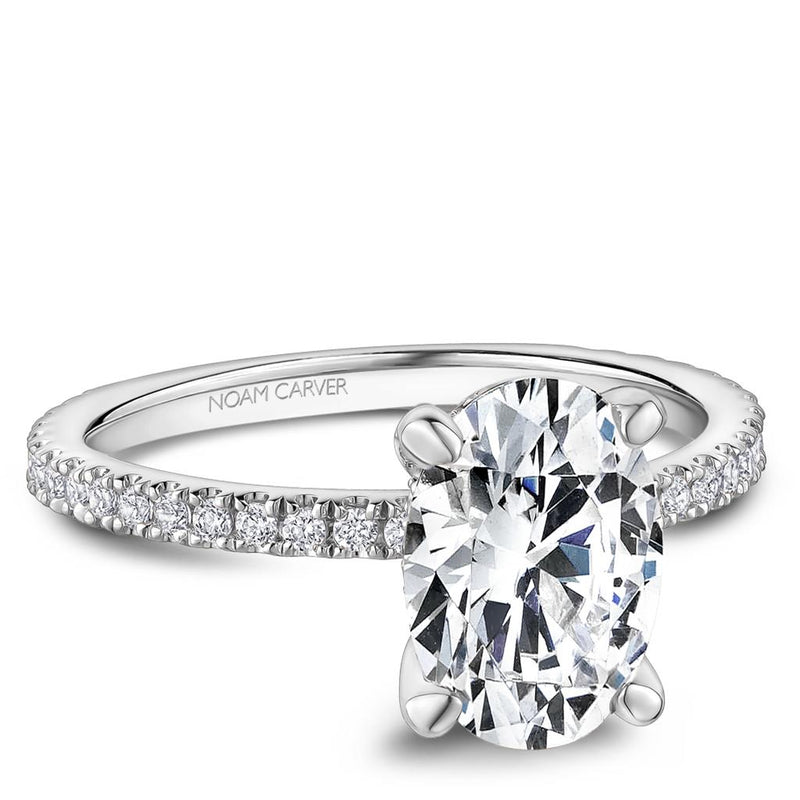 Noam Carver 14k White Gold Diamond Hidden Halo Engagement Ring Setting