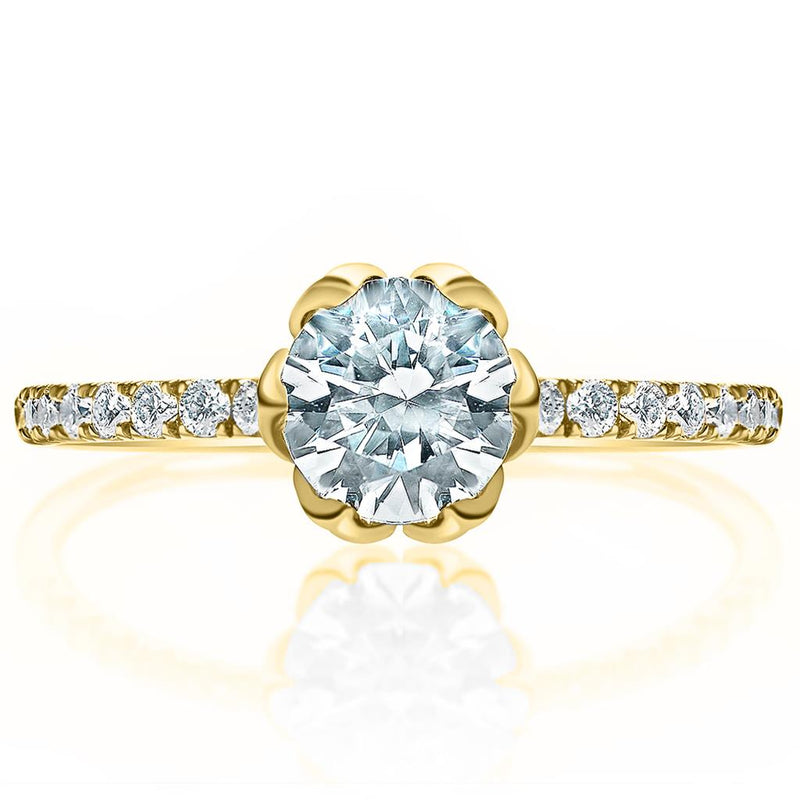Davis Classics Sidestone Diamond Engagement Ring Setting in 14k Yellow Gold
