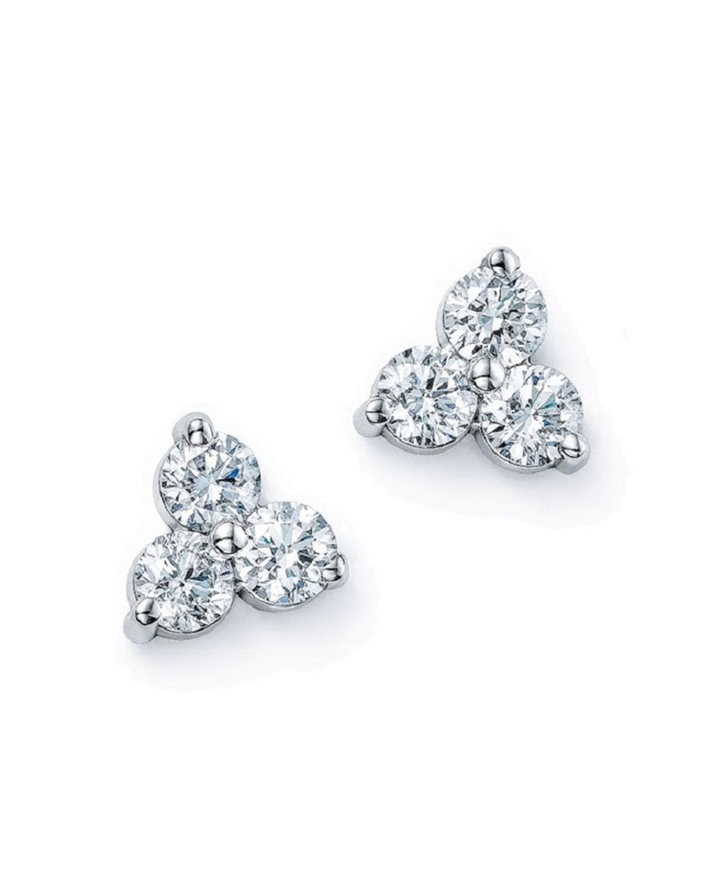 Davis Classics 14k White Gold Three-Stone Diamond Stud Earrings