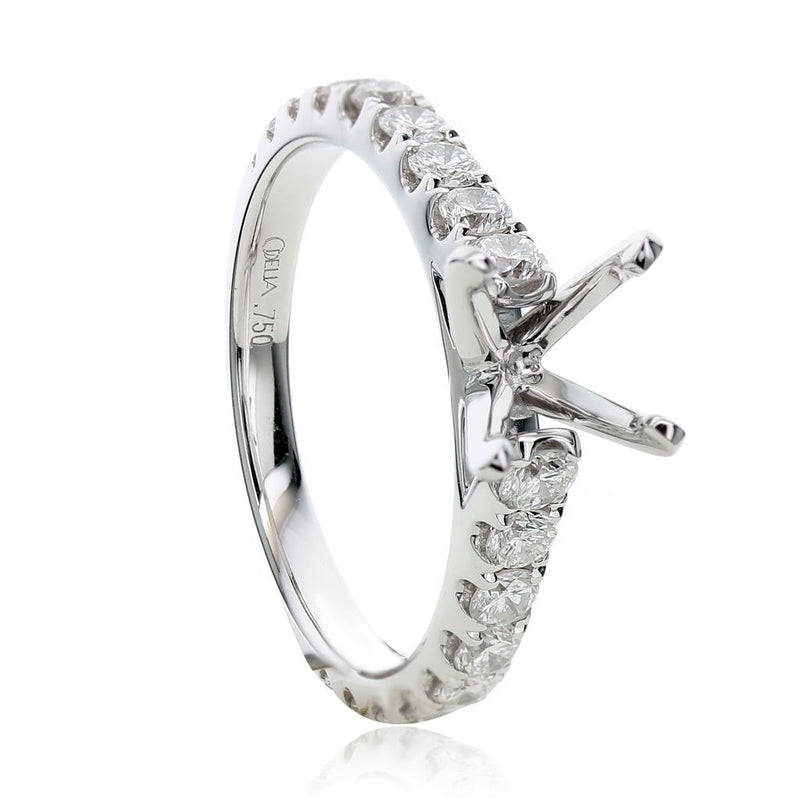 Davis Classics Sidestone Diamond Engagement Ring Setting in 18k White Gold