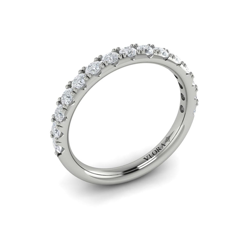 Vlora Women's 14k White Gold Diamond Band with Prong Set Round Diamonds