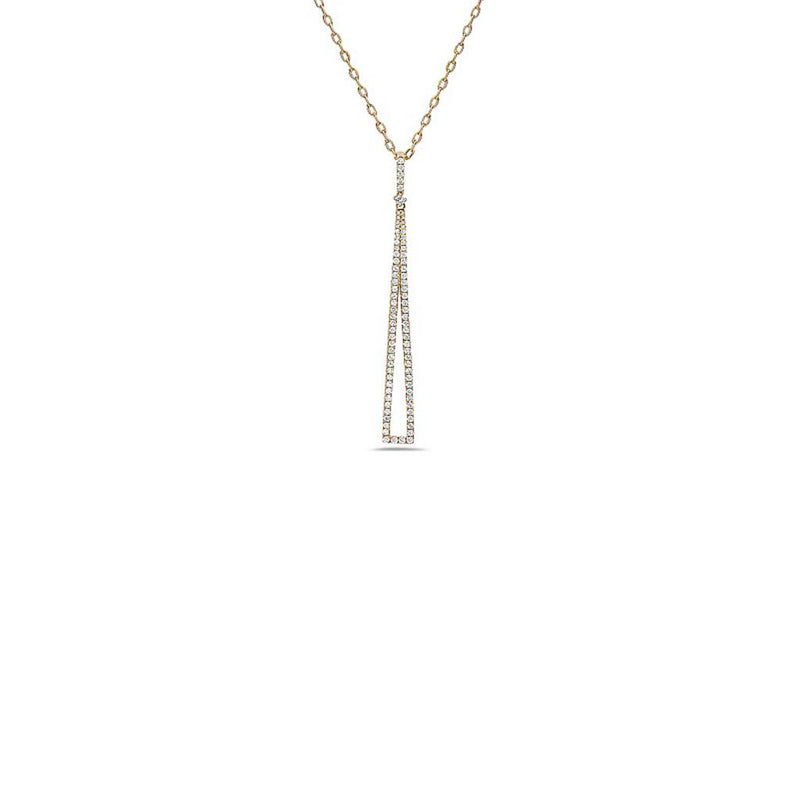 Davis Classics 18k Yellow Gold Open Triangle Diamond Drop Pendant Necklace