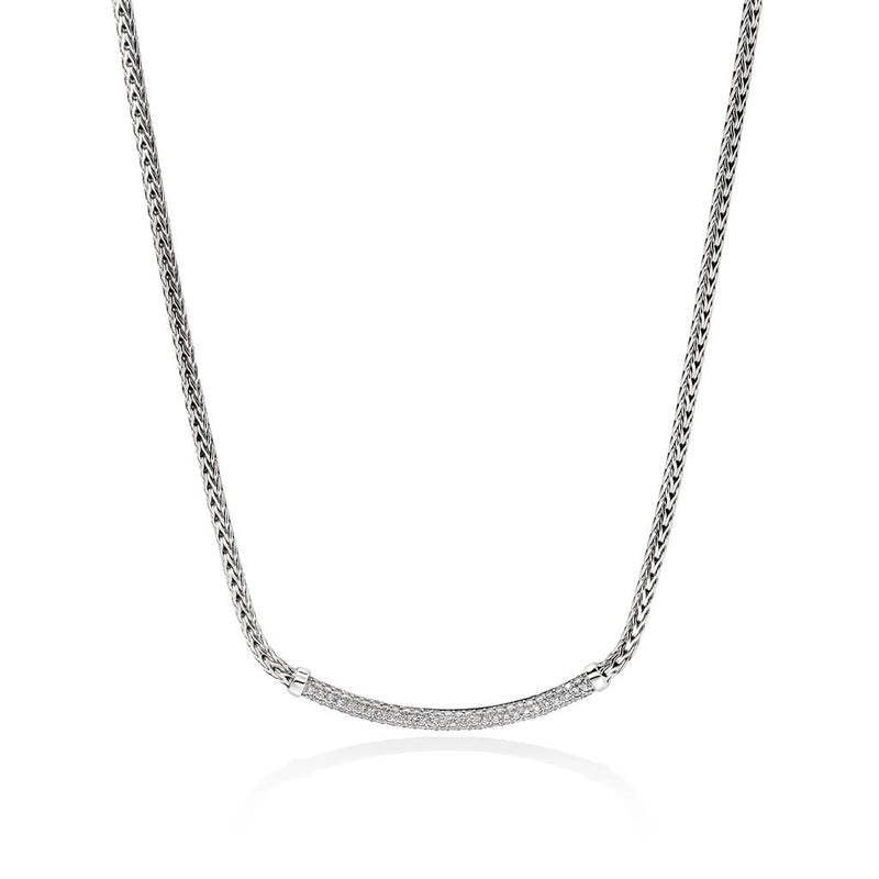 John Hardy Sterling Silver Essential Diamond Pavé Necklace