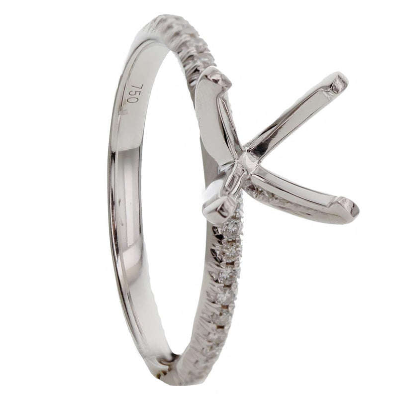 Davis Classics Sidestone Diamond Engagement Ring Setting in 18k White Gold