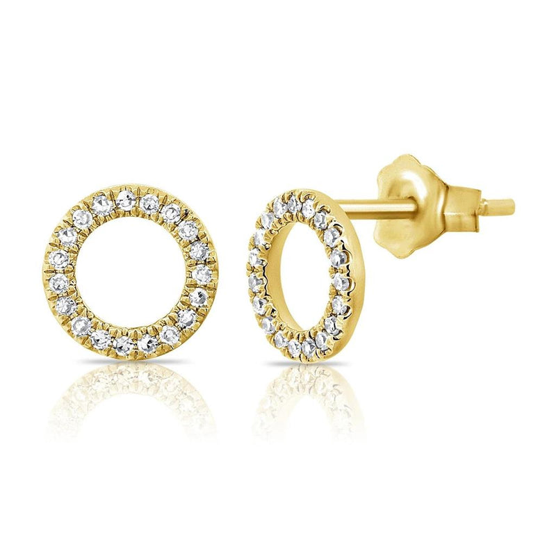 Davis Classics 14k Yellow Gold Open Circle Diamond Stud Earrings