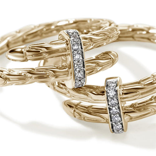 John Hardy 14k Yellow Gold Spear Hoop Diamond Earrings