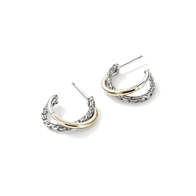 John Hardy 14k Yellow Gold and Sterling Silver Essential Crossover Earrings