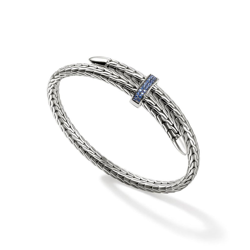 John Hardy Sterling Silver Spear Flex Cuff Sapphire Bracelet