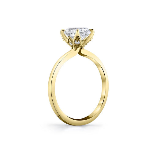 Sylvie 14k Yellow Gold High Polish Solitaire Engagement Ring Setting with Tulip Head