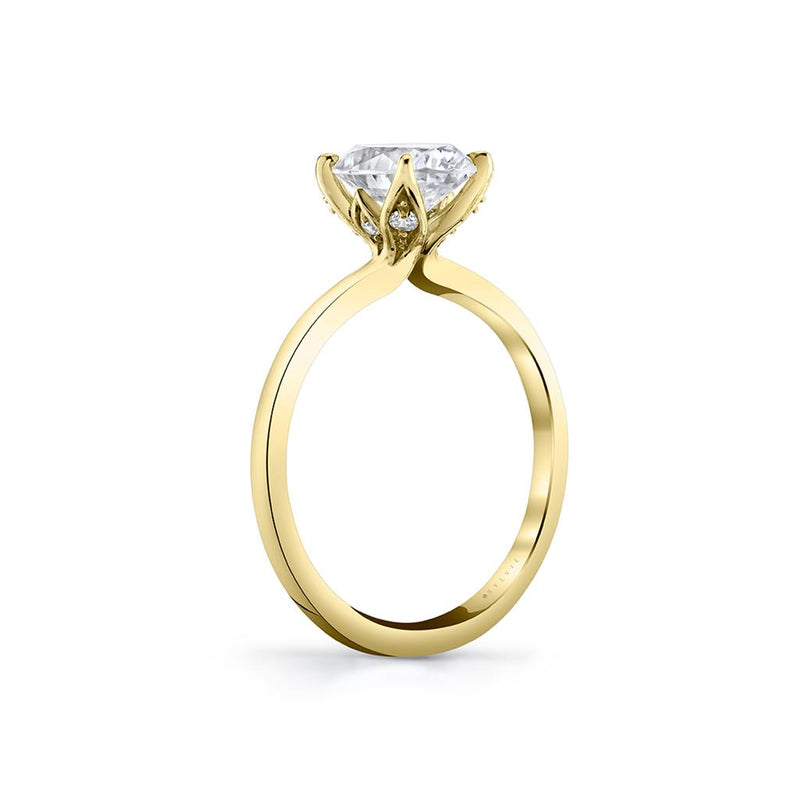 Sylvie 14k Yellow Gold High Polish Solitaire Engagement Ring Setting with Tulip Head