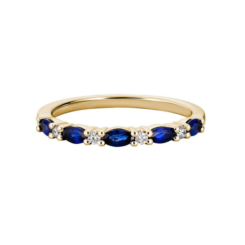 Davis Classics 14k Yellow Gold Sapphire and Diamond Stackable Band