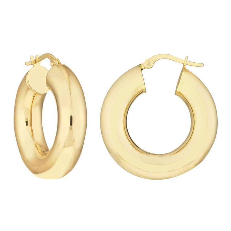 Davis Classics 14k Yellow Gold High-Polish Tubular Hoop Earrings