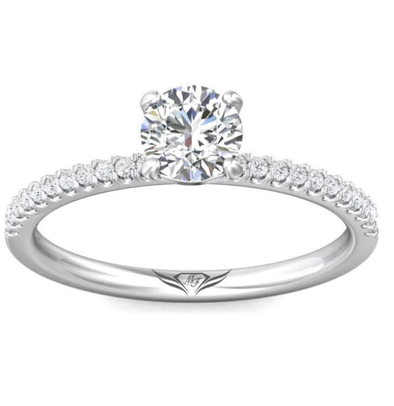 Martin Flyer 14k White Gold Cathedral Style Engagement Ring Setting