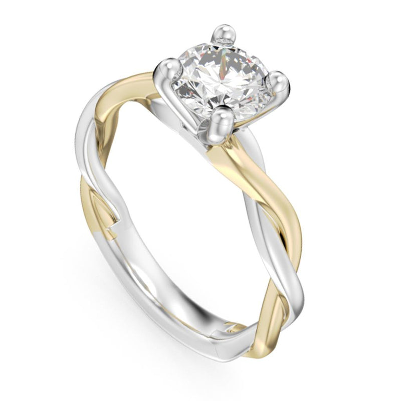 Noam Carver 14k Yellow and White Gold Bridal Collection Crossover Engagement Ring Setting