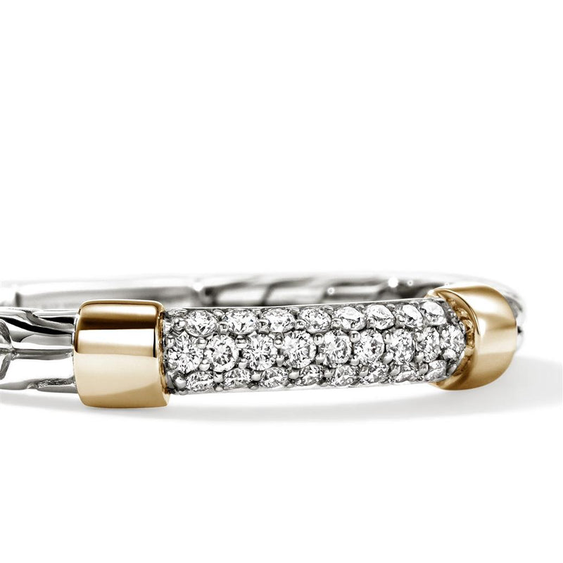 John Hardy 14k Yellow Gold and Sterling Silver Essential Diamond Pavé Ring