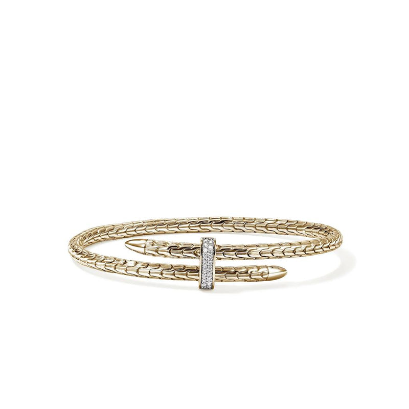 John Hardy 14k Yellow Gold Spear Flex Diamond Cuff Bracelet