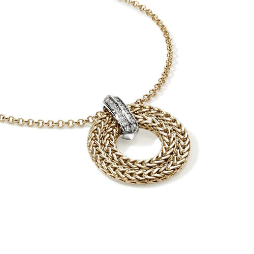 John Hardy 14k Yellow Gold Icon Link Pendant Diamond Necklace