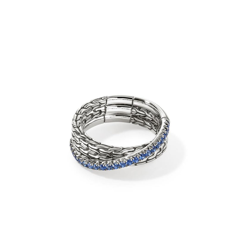 John Hardy Sterling Silver Essential Pavé Crossover Ring