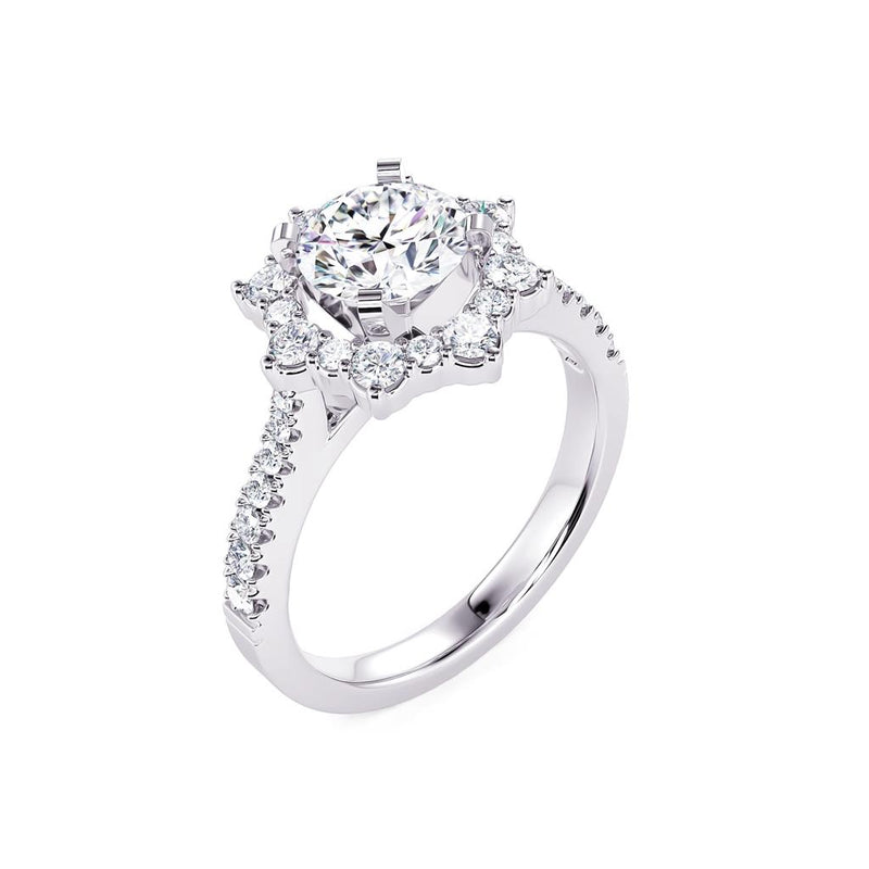 Davis Classics 14k White Gold Shadow Halo Floral Design Semi-Mount