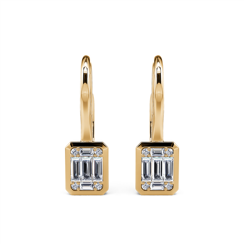 Davis Classics 14k Yellow Gold Diamond Drop Hoop Earrings