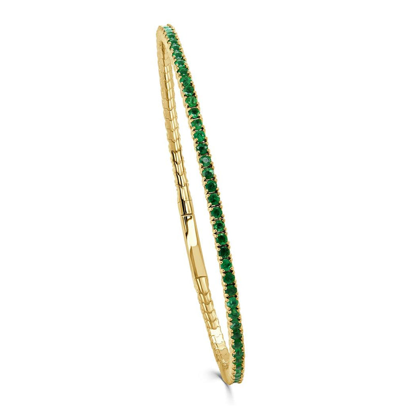 Davis Classics 14k Yellow Gold Emerald Eternity Bangle Bracelet