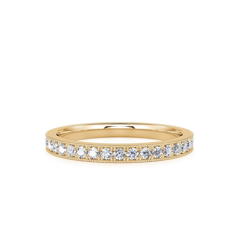 Davis Classics Women's 14k Yellow Gold Diamond Band with Milgrain Detail