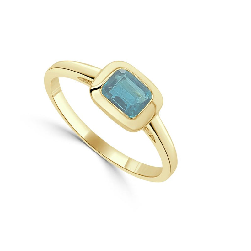 Davis Classics 14k Yellow Gold East/West Blue Topaz Birthstone Ring