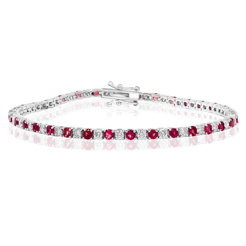 Davis Classics 14k White Gold Ruby and Diamond Tennis Bracelet