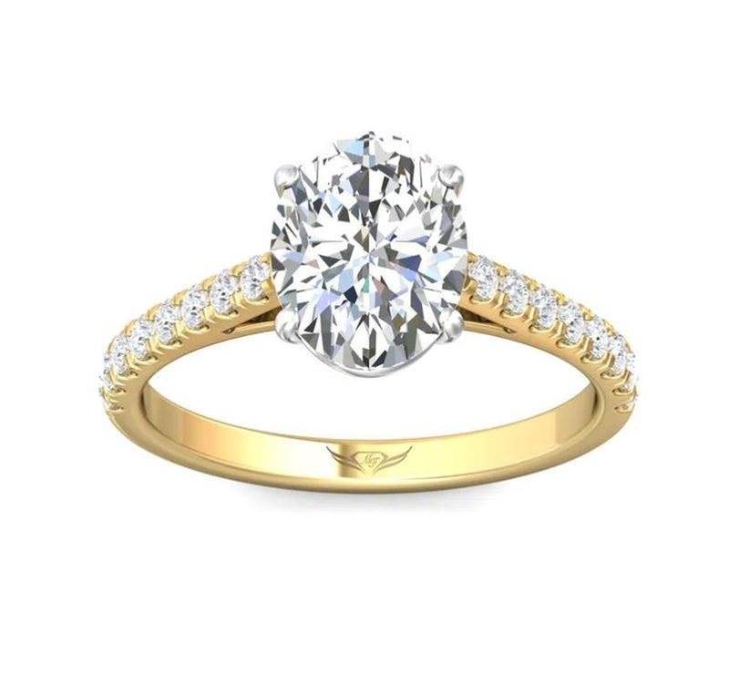 Martin Flyer 14k Yellow Gold Cathedral Style Semi Mount Engagement Ring Setting