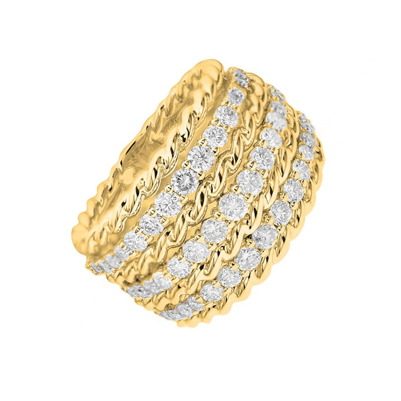 Davis Classics 18k Yellow Gold Multi-Row Diamond Band with Rope Detail