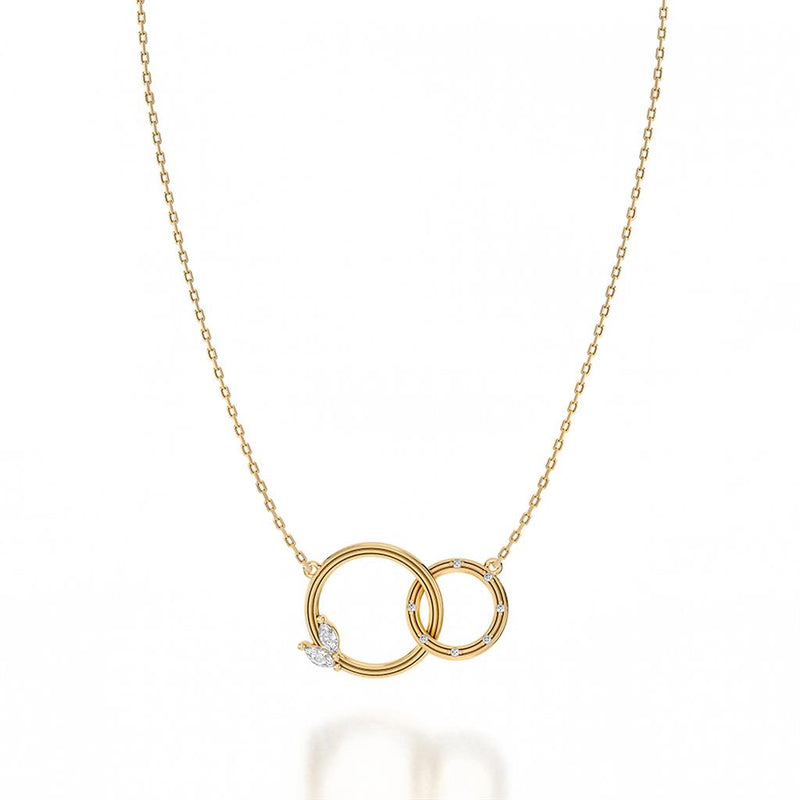 Noam Carver 14k Yellow Gold Rae Collection Interlocking Circle Diamond Pendant Necklace