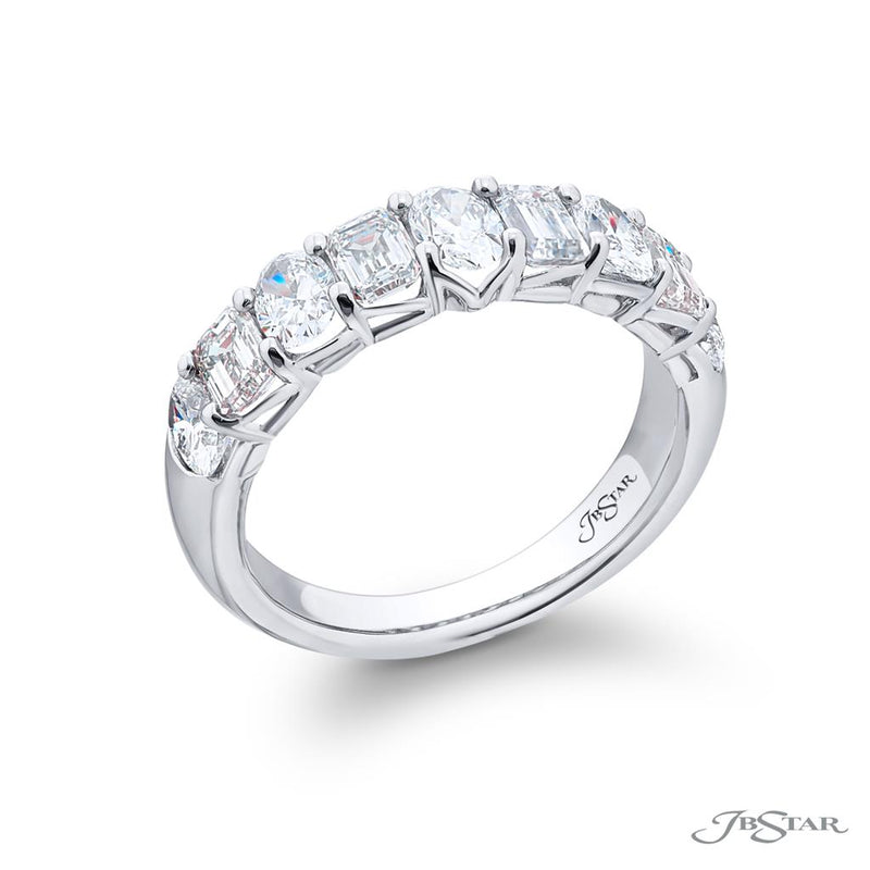 JB Star Women’s Platinum Oval and Emerald Cut Diamond Band