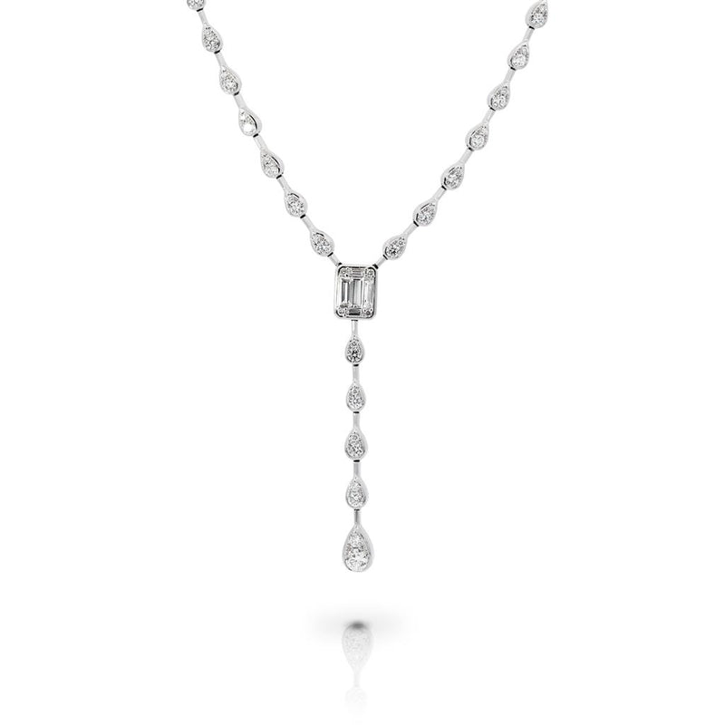 Davis Classics 14k White Gold Y-Design Diamond Necklace