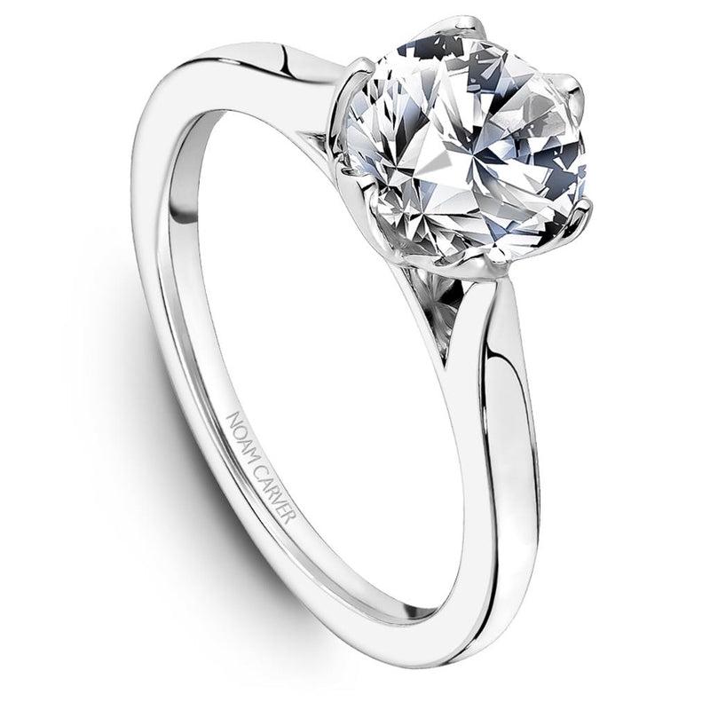 Noam Carver 14k White Gold Solitaire Engagement Ring Setting with Petal Style Head
