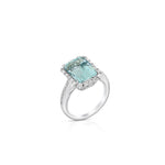 Yael 18k White Gold Art Deco Diamond Halo Fashion Ring