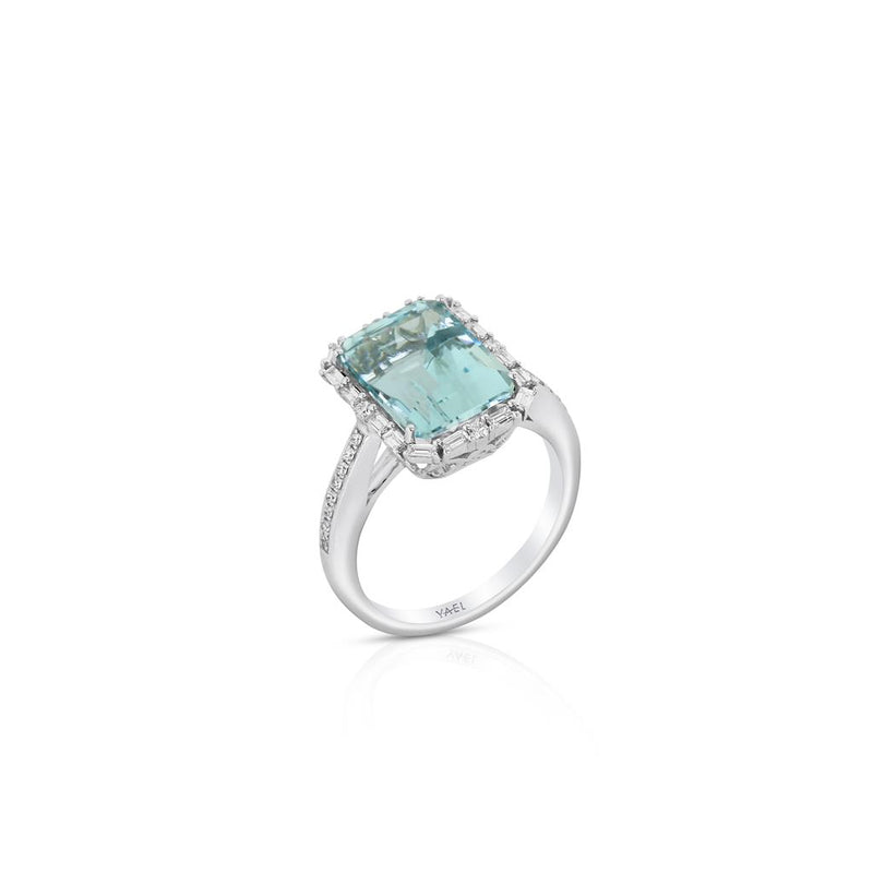 Yael 18k White Gold Art Deco Diamond Halo Fashion Ring