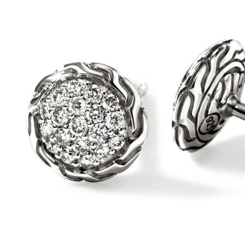 John Hardy Sterling Silver Essential Pavé Diamond Stud Earring