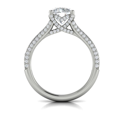 Vlora 14k White Gold Classic Collection Cathedral Round Diamond Engagement Ring Setting