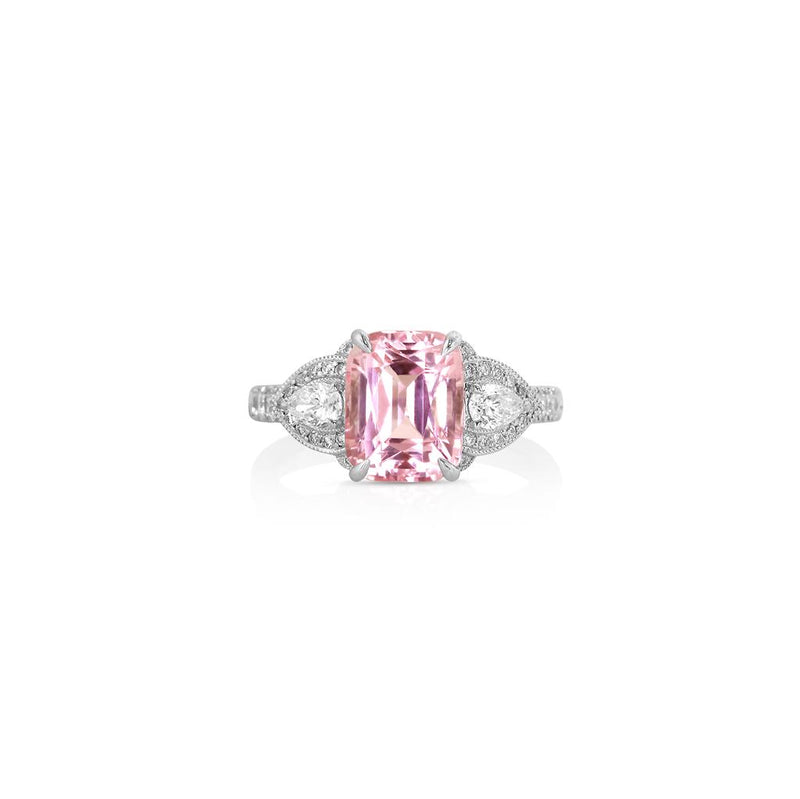 Yael 18k White Gold Pink Tourmaline and Diamond Three-Stone Fashion Ring