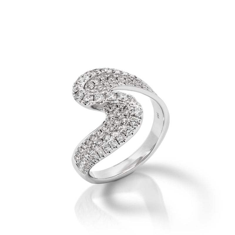 Davis Classics 14k White Gold Wave Design Diamond Ring