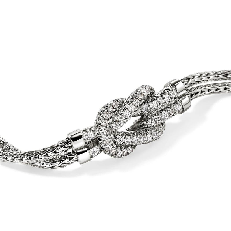 John Hardy Sterling Silver Love Knot Diamond Bracelet